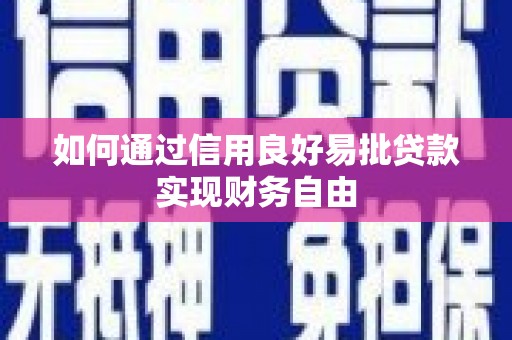 车城如何通过信用良好易批贷款实现财务自由