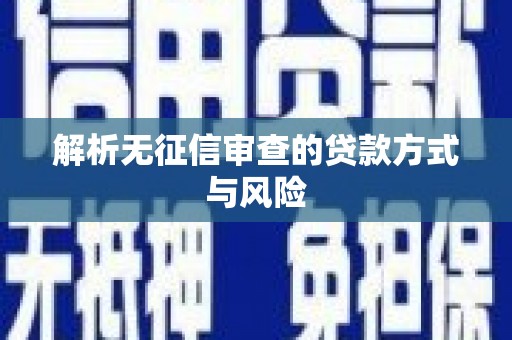 车城解析无征信审查的贷款方式与风险